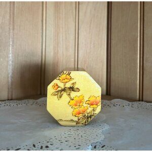 Handcrafted Octagonal Wooden Trinket Box Floral Design Fabric Lined